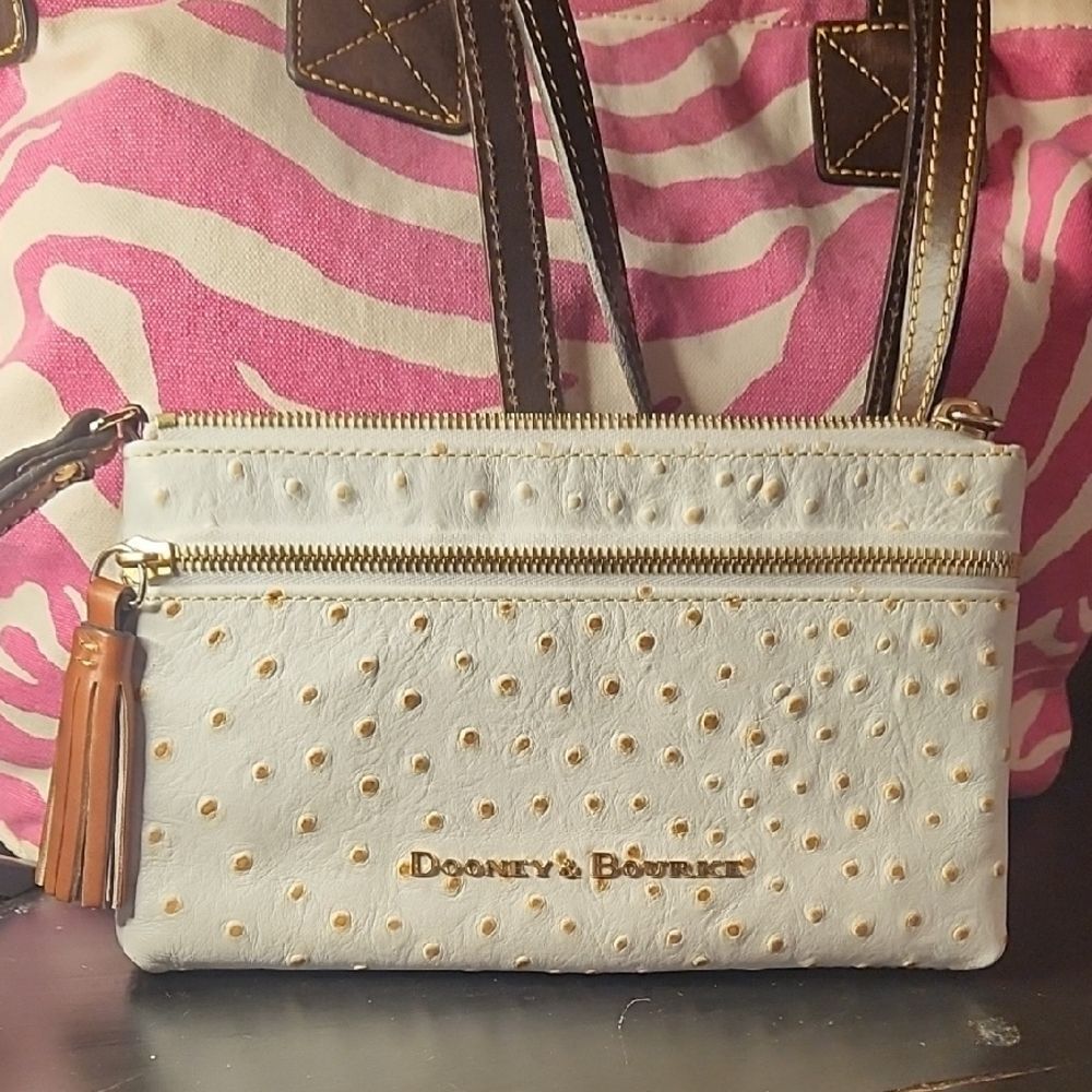 Dooney & Bourke White and Gold Crossbody Bag